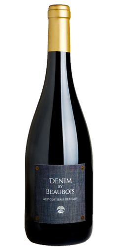 bottle of red wine from chateau beaubois called denim de beaubois 