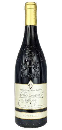bottle of chateauneuf-du-pape red wine from cyril coulon 