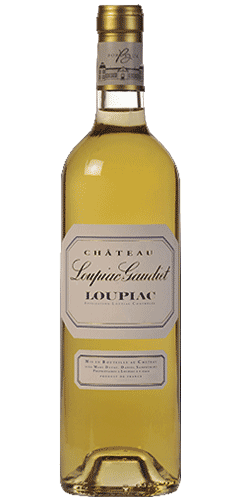 a bottle of sweet dessert wine from the loupiac region of bordeaux france