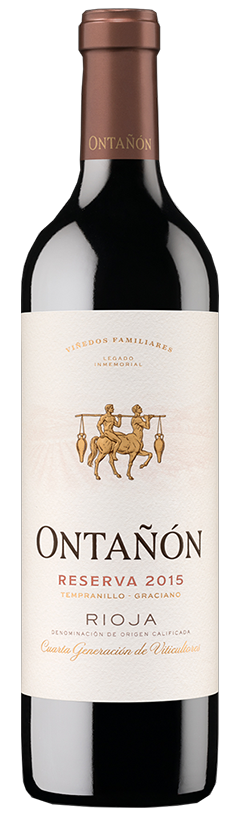 rioja wine bottle of reserva (24 months in oak) red wine from the rioja region of spain made by the ontanon family