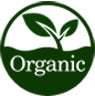 organic wine logo in green with a leaf