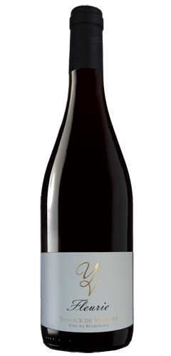 bottle of red fleurie wine from the beaujolais region of France