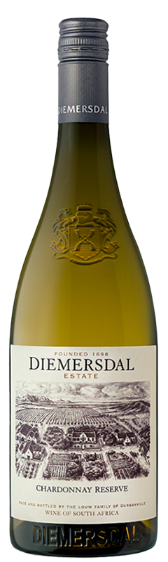 white chardonnay oaked wine in a burgundy shaped bottle made by diemersdal winery from south africa