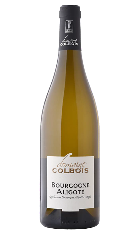 a bottle of french white wine made form the aligote grape from the burgundy region of France