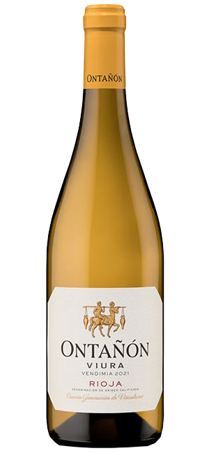 white wine from the rioja region of spain white label with the name Ontanon Viura